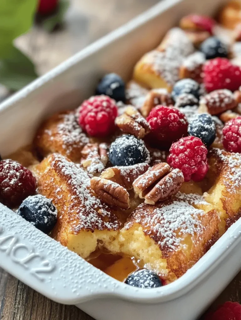 French toast has a rich history that dates back centuries, with variations found in cultures worldwide. The concept of soaking bread in a mixture of eggs and milk has roots in ancient times, where it was a way to repurpose stale bread, minimizing waste. Over the years, it has evolved into a beloved breakfast staple, often garnished with fruits, syrup, or powdered sugar. Today, casseroles have become increasingly popular in modern cooking, allowing for a communal dining experience where everyone can enjoy a hearty meal together.