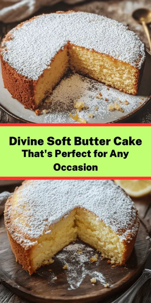 Indulge in the melt-in-your-mouth goodness of this Heavenly Soft Butter Cake! With simple ingredients like unsalted butter, sugar, eggs, and a hint of lemon zest, this cake is a delightful treat for any occasion. It's easy to make and perfect for sharing with family and friends. Bake it up, frost it if you like, and enjoy each delicious slice paired with your favorite beverage. Get ready for a baking experience that will leave everyone requesting seconds!