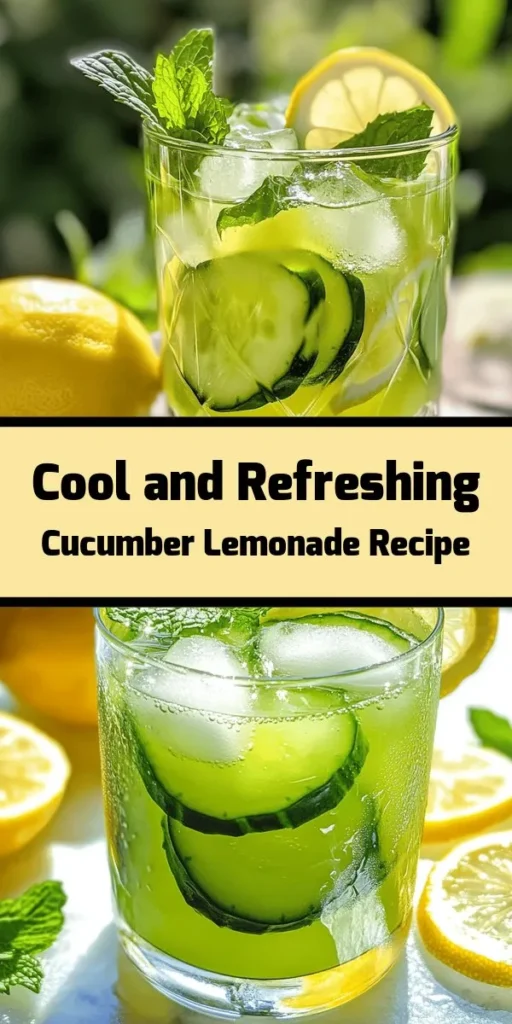 Beat the heat with this refreshing cucumber lemonade recipe! Made with fresh cucumber and zesty lemons, this drink is perfect for summer days. Blend, strain, and mix your way to a cool beverage that's both hydrating and delicious. Sweeten to your liking, chill, and serve over ice with mint and lemon slices for added flair. This easy recipe takes only 10 minutes of prep and is sure to impress your guests. Stay cool and sip on this delicious treat!
