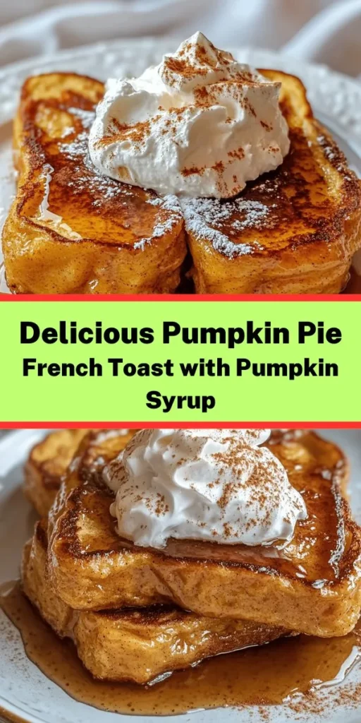 Indulge in the flavors of fall with this delightful Pumpkin Pie French Toast! Made with thick slices of brioche or challah bread, this dish is soaked in a creamy pumpkin spice mixture and cooked to golden perfection. Don’t forget the homemade pumpkin syrup, which pairs perfectly with each bite. Perfect for breakfast or brunch, this recipe is sure to impress family and friends. Get ready to enjoy a cozy and delicious celebration of pumpkin goodness!