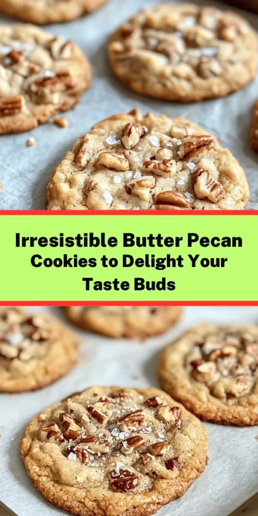 Indulge in the delightful taste of Butter Pecan Bliss cookies! With a rich buttery flavor and irresistible toasted pecans, these cookies are a perfect treat for any occasion. Made with simple ingredients like brown sugar, vanilla, and a touch of cinnamon, they're easy to whip up in just 30 minutes. Just mix, scoop, and bake for a golden, chewy cookie to enjoy fresh from the oven. Perfectly topped with a sprinkle of sea salt, these cookies are sure to be a hit!