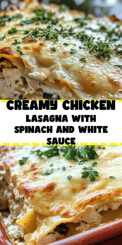 Indulge in this creamy chicken lasagna with white sauce, a comforting twist on a classic! Layered with tender lasagna noodles, shredded chicken, ricotta, and a rich, velvety white sauce, this dish is bursting with flavor. Perfect for family dinners, it combines the goodness of spinach and cheeses for a deliciously creamy experience. Bake it all together for a golden, bubbly finish, and garnish with fresh parsley. A sure crowd-pleaser!