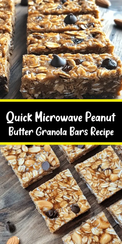 Discover the easiest way to make chewy peanut butter granola bars in the microwave! With just a handful of ingredients like old-fashioned oats, peanut butter, and honey, this simple recipe is perfect for a quick snack or breakfast on the go. Customize your bars by adding chocolate chips, nuts, or dried fruits. Ready in just over an hour, they're a healthy and delicious treat your family will love. Get the full recipe and enjoy these sweet, chewy delights!