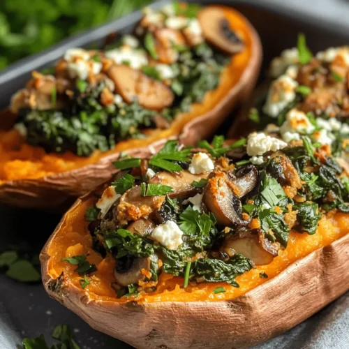 Sweet potatoes have surged in popularity in recent years, emerging as a staple in many households focused on healthy eating. Renowned for their vibrant orange hue and naturally sweet flavor, these tubers have become a favorite among health enthusiasts, nutritionists, and foodies alike. Their versatility allows them to shine in both sweet and savory dishes, making them a fantastic base for a multitude of meals. In this recipe, we will explore a delightful twist on the classic stuffed potato: Savory Stuffed Sweet Potatoes with Spinach, Mushroom, and Feta. This dish is not only visually appealing but also packed with nutrition, making it an ideal option for lunch or dinner.