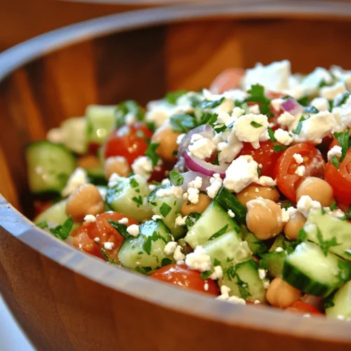 In the realm of vibrant and nutritious salads, the Crunchy Chickpea Cucumber Salad with Feta & Tomatoes stands out as a delightful dish that not only pleases the palate but also nourishes the body. This salad is a perfect embodiment of fresh ingredients coming together to create a colorful and flavorful experience. Whether you’re looking for a light lunch option, a refreshing side for dinner, or a dish that will impress your guests at summer gatherings, this salad has it all.