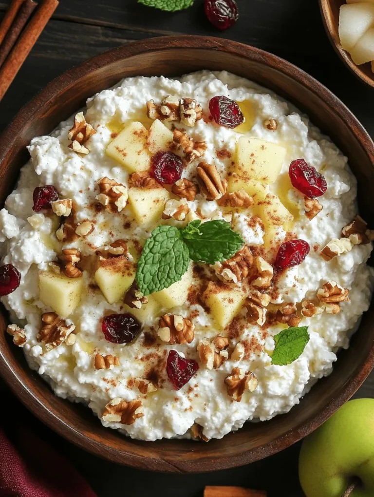 Understanding the nutritional value and versatility of cottage cheese can elevate your meals to new heights. This delicious Cottage Cheese & Apple Delight recipe is an excellent way to incorporate healthy ingredients into your diet while satisfying your taste buds. This refreshing dish combines the creaminess of cottage cheese with the crispness of apples, enhanced by the crunch of walnuts and the sweetness of dried fruits. Perfect for breakfast, a snack, or even dessert, this recipe is not only simple to prepare but also offers a wealth of nutrients.