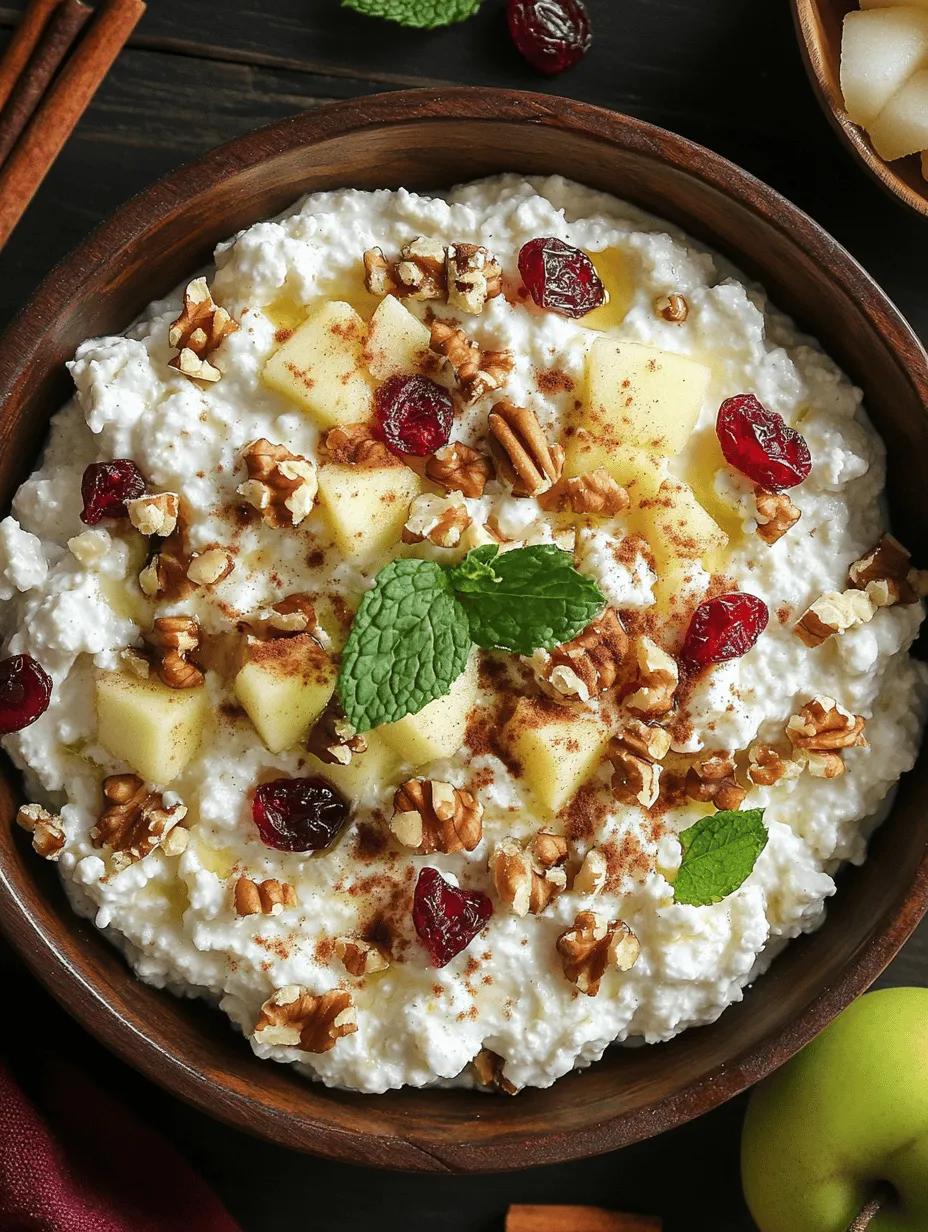 Understanding the nutritional value and versatility of cottage cheese can elevate your meals to new heights. This delicious Cottage Cheese & Apple Delight recipe is an excellent way to incorporate healthy ingredients into your diet while satisfying your taste buds. This refreshing dish combines the creaminess of cottage cheese with the crispness of apples, enhanced by the crunch of walnuts and the sweetness of dried fruits. Perfect for breakfast, a snack, or even dessert, this recipe is not only simple to prepare but also offers a wealth of nutrients.