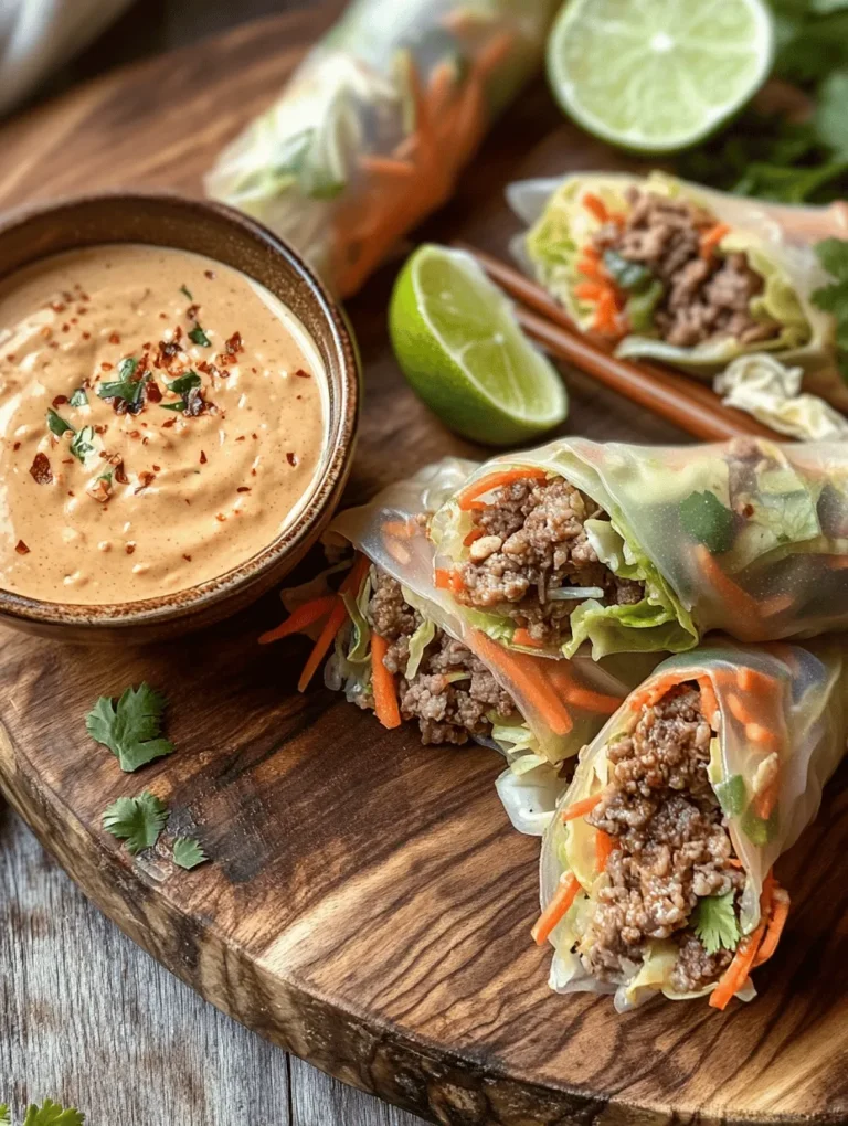 Spring rolls are a beloved staple in Asian cuisine, celebrated for their delightful crunch and versatility. Originating from various cultures, these delectable bites come in countless forms, ranging from fresh rice paper rolls in Vietnam to crispy fried versions in China. Today, we’re diving into a recipe for Crispy Beef Spring Rolls with Zesty Peanut Lime Sauce, a dish that beautifully marries the savory flavors of seasoned ground beef with the freshness of vegetables, all wrapped in a crispy shell. This particular take on spring rolls showcases a unique combination of flavors that truly elevates this classic appetizer into a standout dish.
