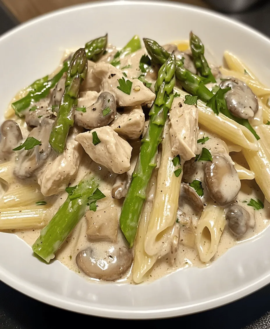 Welcome to the delightful world of Creamy Mushroom and Asparagus Chicken Penne! This dish combines the rich, indulgent flavors of creamy sauce with the fresh, vibrant notes of seasonal vegetables. Perfect for family dinners, quick weeknight meals, or as an impressive dish to serve at gatherings, this pasta recipe is sure to become a staple in your culinary repertoire.