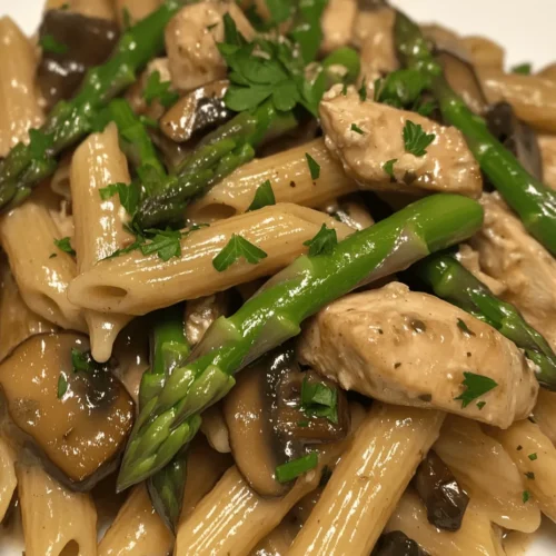 Welcome to the delightful world of Creamy Mushroom and Asparagus Chicken Penne! This dish combines the rich, indulgent flavors of creamy sauce with the fresh, vibrant notes of seasonal vegetables. Perfect for family dinners, quick weeknight meals, or as an impressive dish to serve at gatherings, this pasta recipe is sure to become a staple in your culinary repertoire.