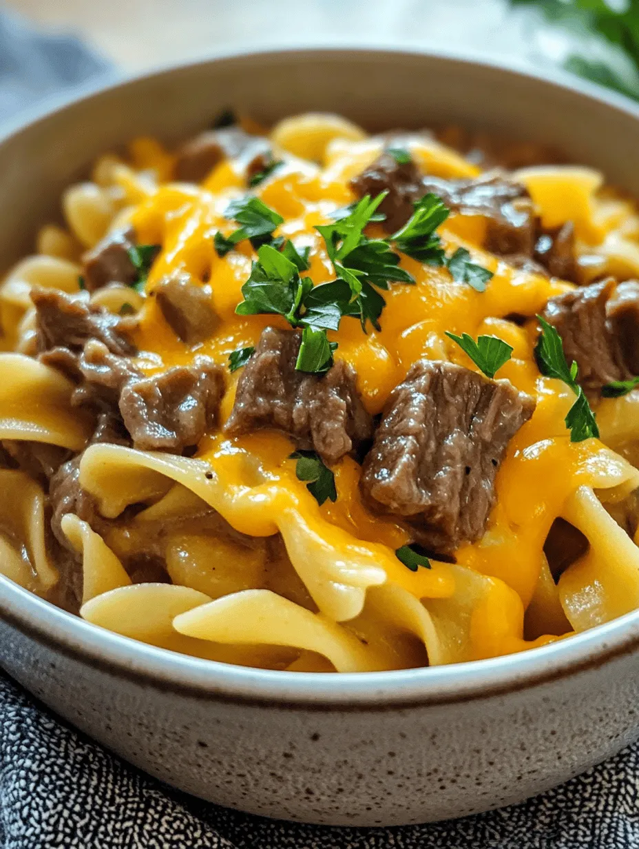 Crockpot Beef & Noodles is more than just a meal; it’s a comforting experience that envelops you in its rich flavors and hearty textures. This Cheesy Bliss recipe is designed for those who crave a warm, satisfying dish that can be prepared with minimal effort, making it an ideal choice for busy weeknights or leisurely weekends. With tender beef, a creamy sauce, and perfectly cooked egg noodles, this dish has all the elements of a family favorite.
