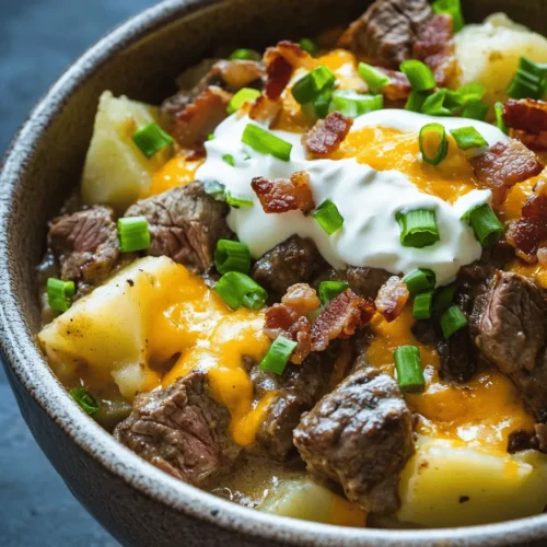 There's something comforting about a warm, hearty meal that fills the home with irresistible aromas while it cooks slowly throughout the day. Slow-cooked meals, particularly those prepared in a crockpot, have a special way of bringing family and friends together. One such meal that stands out for its rich flavors and simplicity is the Crockpot Loaded Steak and Potato Bake. This dish has earned a reputation as a family favorite, blending the satisfying taste of tender steak with the creamy goodness of potatoes, all while being incredibly easy to prepare.