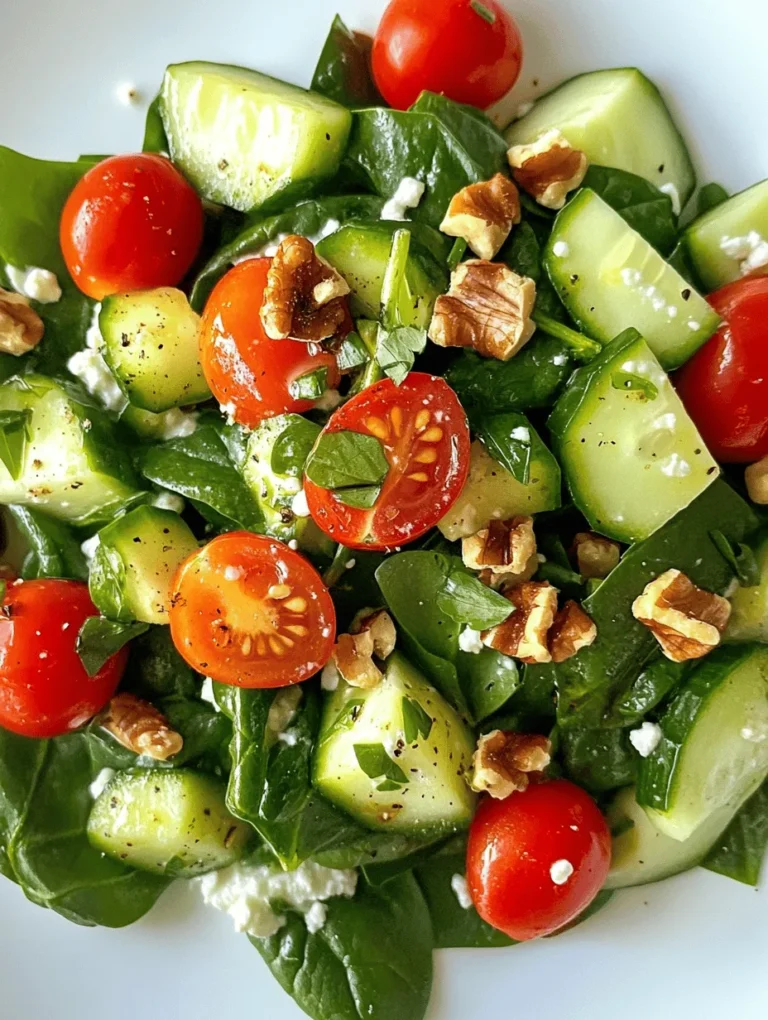 In the world of salads, few recipes can boast the delightful combination of nutrition, flavor, and versatility as the Creamy Cottage Cheese & Spinach Delight. This refreshing dish not only tantalizes the taste buds but also provides a wealth of health benefits, making it a perfect addition to your meal rotation, whether it be a light lunch, a side dish for dinner, or a nourishing snack. The creamy texture of cottage cheese blends beautifully with the crispness of fresh spinach, resulting in a salad that is both satisfying and light.