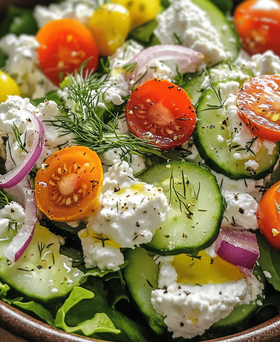 As the warm sun of summer beckons, there's nothing quite like a refreshing salad to cool you down and invigorate your taste buds. The Cool & Creamy Cottage Cheese Cucumber Salad is a perfect choice for those seeking a light yet satisfying dish. This salad is not only visually appealing with its vibrant colors but also brimming with nutritional benefits. With crisp cucumbers, tangy cherry tomatoes, and creamy cottage cheese, this salad serves as a delightful accompaniment to any meal or can stand alone as a wholesome light lunch.