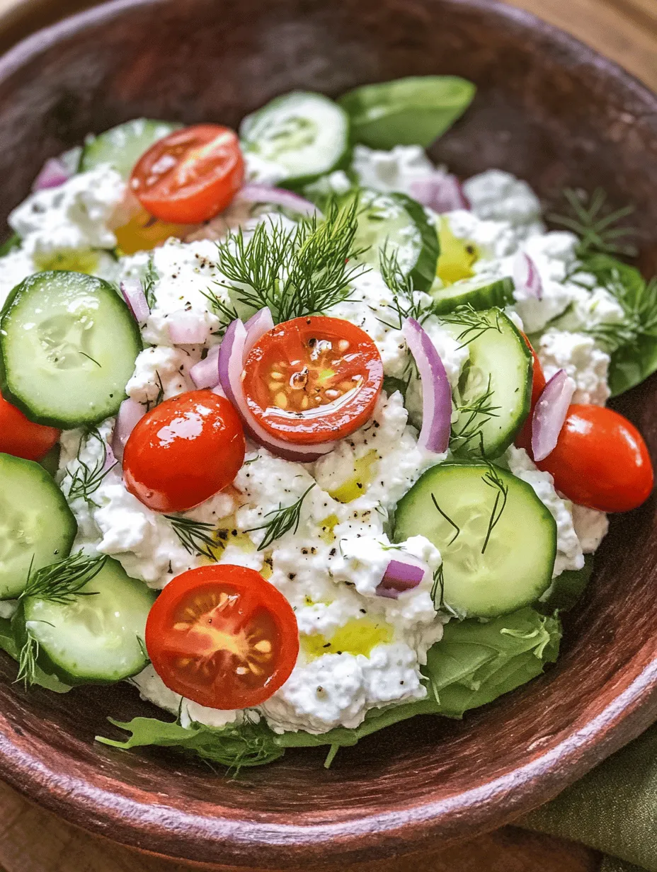 As the warm sun of summer beckons, there's nothing quite like a refreshing salad to cool you down and invigorate your taste buds. The Cool & Creamy Cottage Cheese Cucumber Salad is a perfect choice for those seeking a light yet satisfying dish. This salad is not only visually appealing with its vibrant colors but also brimming with nutritional benefits. With crisp cucumbers, tangy cherry tomatoes, and creamy cottage cheese, this salad serves as a delightful accompaniment to any meal or can stand alone as a wholesome light lunch.