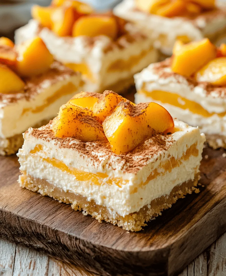 In the world of desserts, few things can rival the delightful combination of peaches and cream. These Peaches and Cream Cheesecake Bars offer a luscious blend of rich cream cheese and fresh, fruity peaches, making them the perfect treat for warm weather gatherings or a cozy night in. As summer rolls in and fresh peaches come into season, there's no better time to indulge in this sweet and creamy dessert that encapsulates the essence of the season. The smooth, velvety texture of the cheesecake pairs beautifully with the juicy sweetness of ripe peaches, creating a harmonious balance that will have your taste buds singing.