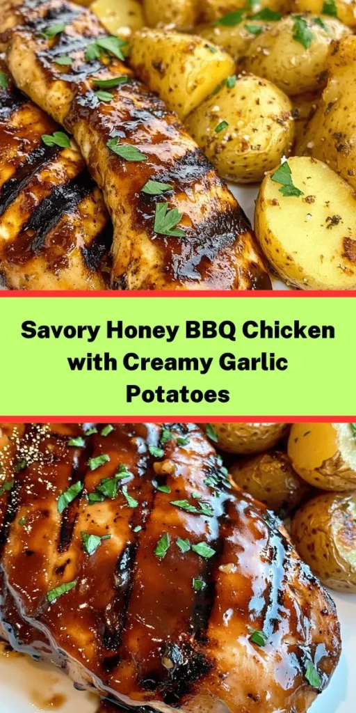 Looking for a delicious and healthy dinner idea? Try this High Protein Honey BBQ Chicken with Creamy Garlic Parmesan Potatoes! This easy recipe features tender, marinated chicken grilled to perfection and paired with creamy, cheesy potatoes that are simply irresistible. It's packed with flavor and protein, making it a satisfying meal for any night of the week. Perfect for family dinners or meal prep! Don't forget to garnish with fresh herbs for that extra touch. Enjoy!
