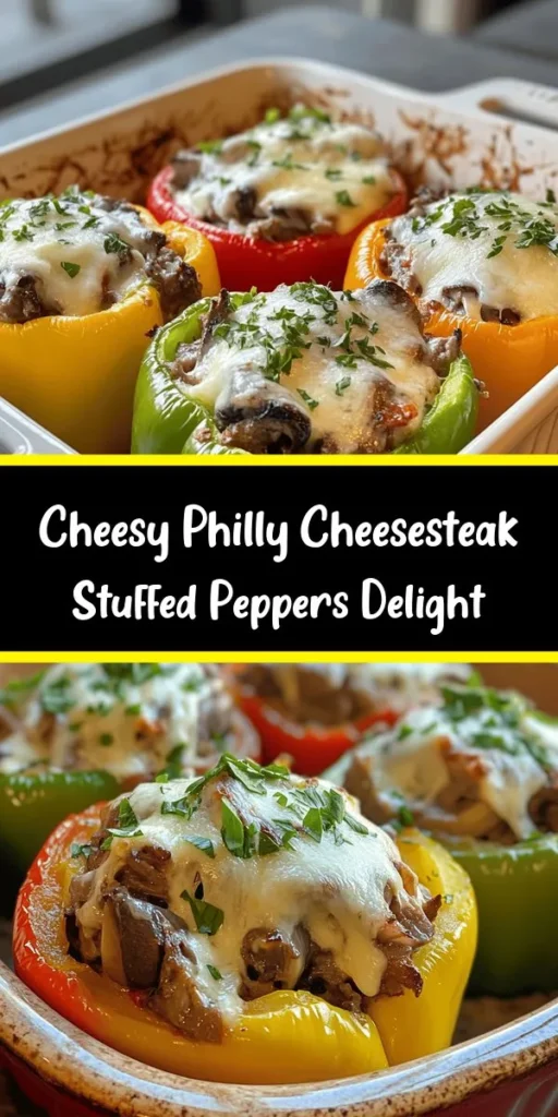 Transform your dinner routine with these delicious Philly Cheesesteak Loaded Stuffed Peppers! These colorful bell peppers are filled with tender beef, sautéed onions, and a creamy blend of provolone and cream cheese, creating a mouthwatering meal that's sure to impress. Perfect for a cozy night in or a fun family dinner, this recipe is simple to follow and packs a flavor punch! Garnish with fresh parsley for a finishing touch. Enjoy this hearty dish in just under an hour!
