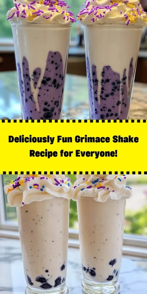 Treat yourself to a vibrant Grimace Shake that’s as nutritious as it is delicious! Perfect for all ages, this easy recipe blends creamy vanilla ice cream with almond milk, frozen banana, and blueberries for a refreshing twist. Sweetened with honey or maple syrup and topped with whipped cream and colorful sprinkles, it's an eye-catching delight. Enjoy this fun beverage in just 10 minutes—whip it up for a snack or a party treat!