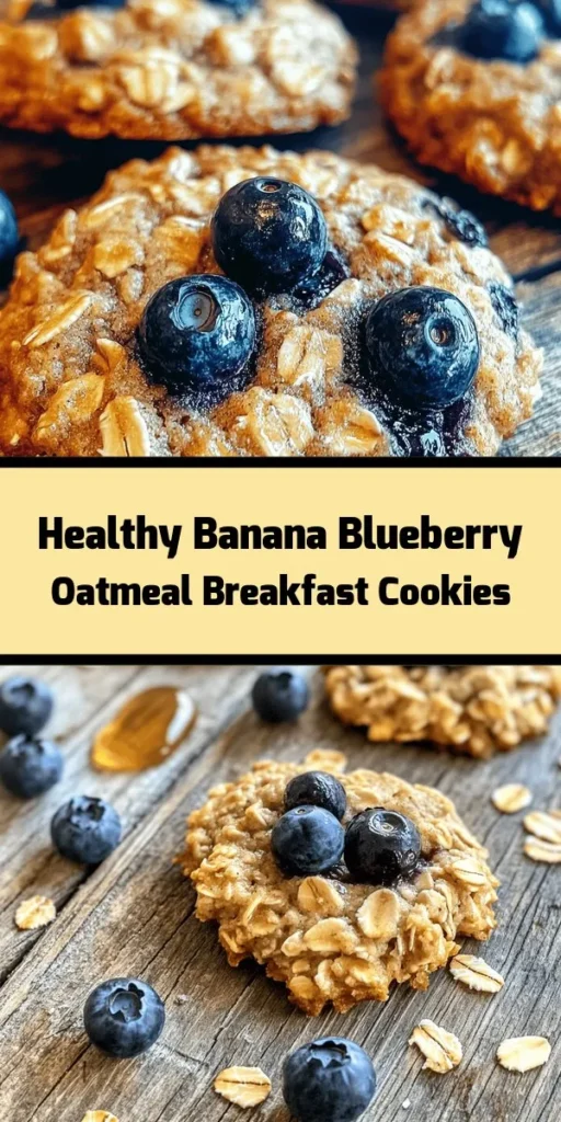 Start your day with these delicious Banana Blueberry Oatmeal Breakfast Cookies! Made with ripe bananas, wholesome oats, and bursting with fresh or frozen blueberries, these easy-to-make cookies are not only healthy but also satisfying. Sweetened with honey or maple syrup and enriched with nut butter, they are perfect for a quick breakfast or snack. Bake a batch today and enjoy guilt-free goodness in every bite!