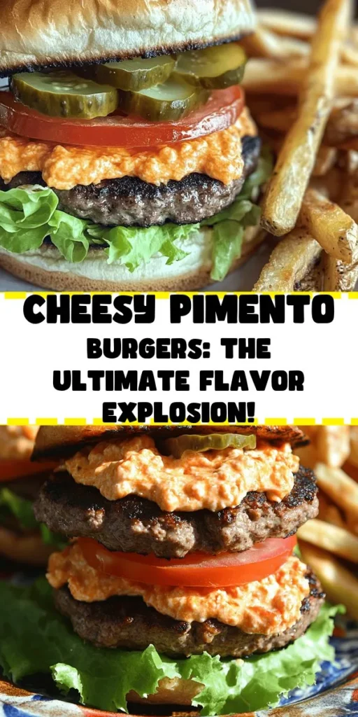 Elevate your burger night with these Savory Pimento Cheese Burgers! Juicy beef patties are infused with Worcestershire sauce, topped with creamy pimento cheese, and served on toasted buns with crisp lettuce and fresh tomato. Perfect for grilling season or a casual weeknight meal, this recipe is easy to follow and packed with flavor. Customize with your favorite toppings or a dash of hot sauce for an extra kick. Your taste buds will thank you!