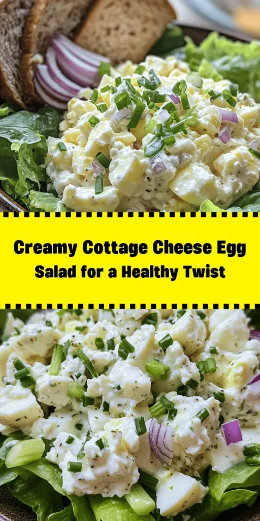 Discover the perfect twist on a classic with this creamy cottage cheese egg salad! Packed with protein, this easy recipe combines cottage cheese, hard-boiled eggs, crunchy celery, and zesty red onion for a deliciously satisfying meal. With a light dressing of mayonnaise or Greek yogurt and a touch of Dijon mustard, every bite is bursting with flavor. Perfect for a refreshing lunch or as a spread on whole-grain bread. Chill it for a quick prep time of just 15 minutes! Enjoy a healthy dish the whole family will love.