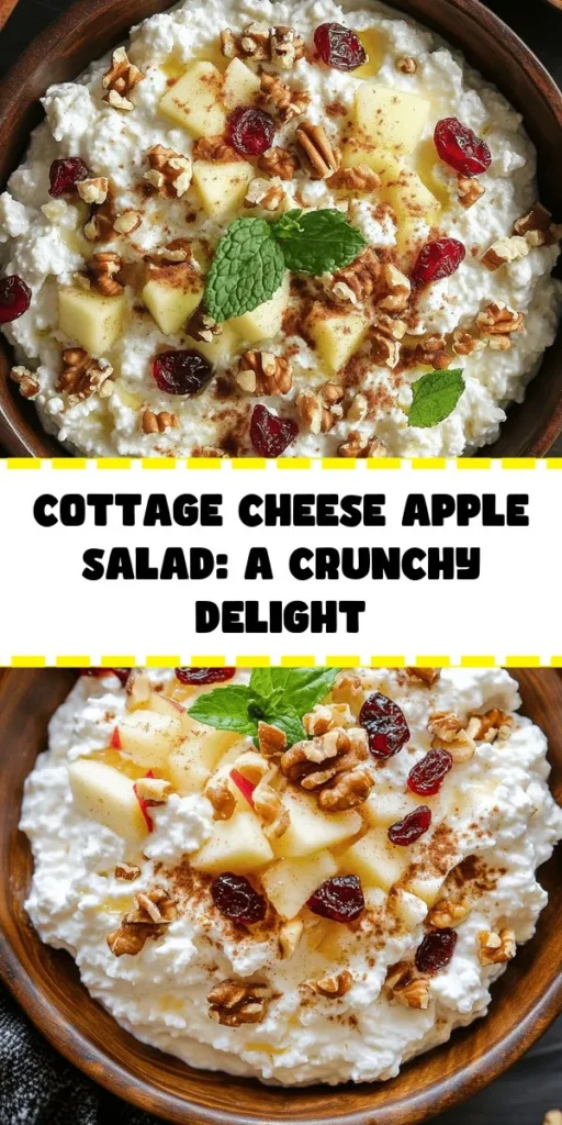 Indulge in this refreshing Cottage Cheese & Apple Delight that’s perfect for breakfast or a healthy snack! With just a few simple ingredients like creamy cottage cheese, crunchy walnuts, and sweet apples, this dish is bursting with flavor. Add a touch of honey or maple syrup and a sprinkle of cinnamon for a delightful twist. Ready in just 10 minutes, it's an easy, nutritious option for any time of day. Enjoy it chilled or fresh, and don't forget that mint garnish!