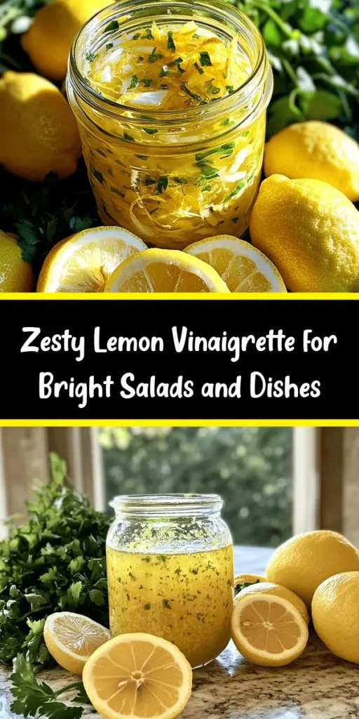 Elevate your salads with this refreshing lemon vinaigrette dressing! Made with freshly squeezed lemon juice, extra virgin olive oil, and a hint of Dijon mustard, this zesty dressing is perfect for any dish. Add a touch of sweetness with honey or maple syrup, and enhance the flavor with a pinch of garlic and fresh herbs. Ready in just 10 minutes, it's the ideal homemade twist for your favorite greens. Try it today for a burst of flavor!