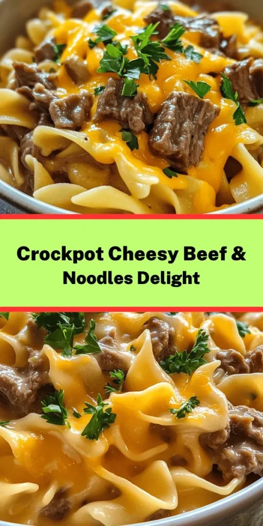 Indulge in the creamy goodness of Cheesy Bliss: Crockpot Beef & Noodles! This hearty dish combines tender beef, savory onions, and rich cheese, all slow-cooked to perfection. Just brown your beef, toss in your ingredients, and let the crockpot do the magic! With just a few simple steps, you can enjoy a comforting meal that's perfect for busy days. Serve it up hot, and garnish with fresh parsley for a delightful finishing touch. Perfect for family dinners!