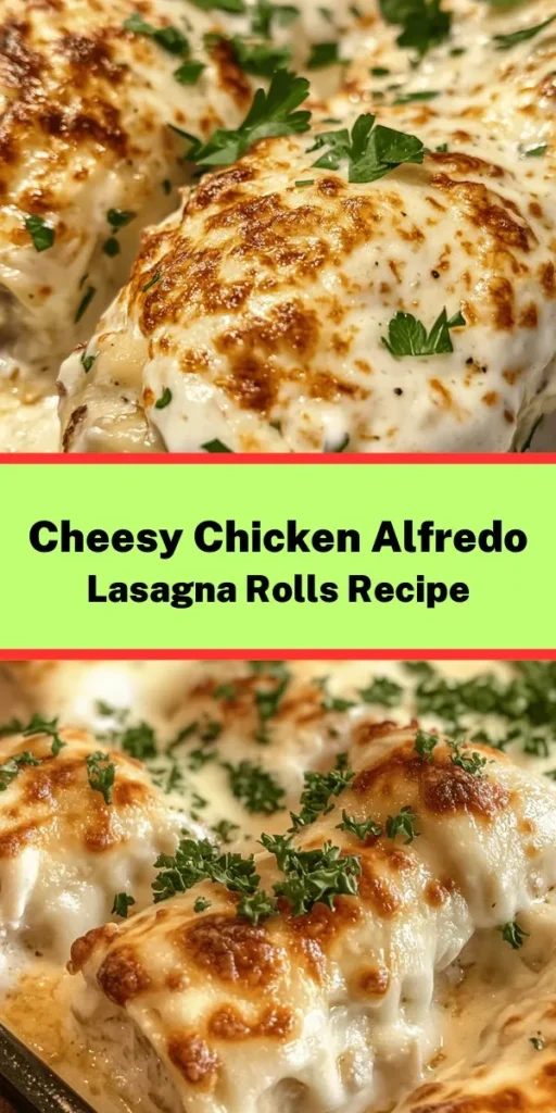 Dive into the deliciousness of Chicken Alfredo Lasagna Rolls! This easy recipe combines tender lasagna noodles with a creamy chicken and ricotta filling, all smothered in rich Alfredo sauce. Perfect for a cozy family dinner or a crowd-pleasing dish for gatherings, these rolls are topped with melty mozzarella and Parmesan cheese. Just prep, roll, bake, and enjoy! Don’t forget to garnish with fresh parsley for that extra touch!