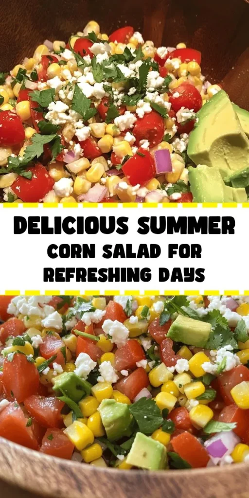 Brighten up your summer gatherings with this refreshing corn salad! Bursting with flavors from fresh corn, cherry tomatoes, and a zesty dressing, it's the perfect side dish or light lunch. Toss in some avocado and feta for an extra kick. Quick to prepare in just 25 minutes, this vibrant salad not only looks beautiful but tastes amazing too. Enjoy a taste of summer with every bite! Ideal for picnics, barbecues, or any occasion.