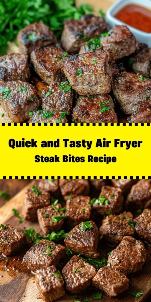 Discover the ultimate way to enjoy steak with these sizzling air fryer steak bites! Perfectly seasoned with garlic, smoked paprika, and herbs, each tender bite is quick to prepare and packed with flavor. In just 25 minutes, you can serve up a delicious meal that's great for any occasion. Simply toss the sirloin cubes in olive oil and spices, air fry until juicy, and top with fresh parsley. Ideal for dinner or a tasty appetizer! Try it today!
