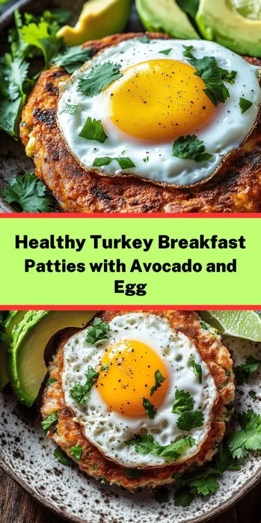 Start your morning right with these delicious Turkey Breakfast Patties topped with creamy avocado and a sunny-side-up egg! Made with lean ground turkey, fresh herbs, and spices, these patties are packed with flavor and nutrition. Perfectly paired with ripe avocado and a perfectly cooked egg, this dish is not only tasty but also healthy. Serve it up with a squeeze of lime for a refreshing twist. Ideal for a brunch or quick week-day breakfast, this recipe serves four and is simple to prepare!