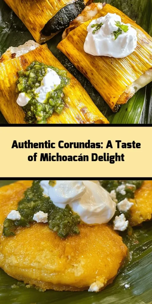 Discover the authentic taste of Michoacán with this delightful Corundas recipe! Perfect for fans of traditional Mexican cuisine, these hearty corn dough parcels are filled with flavor and wrapped in banana leaves or corn husks for that extra touch. Steamed to perfection, serve them warm topped with sour cream, crumbled queso fresco, and your favorite salsa for a delicious meal or snack. Easy to make and a true culinary experience! Enjoy a bite of Mexico today!