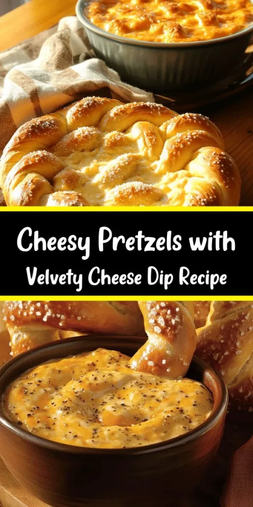 Indulge in the ultimate snack with these Twisted Delight Soft Pretzels paired with a rich and cheesy dip! This easy recipe makes 8 delicious pretzels, perfect for sharing at parties or enjoying during movie night. The soft, warm pretzels are wonderfully twisted and topped with coarse sea salt, while the creamy cheddar cheese dip brings a burst of flavor with hints of garlic and smoked paprika. A fun and tasty treat that’s sure to impress!