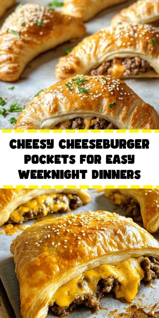 Satisfy your cravings with these delicious cheeseburger pockets! Made with seasoned ground beef, onions, and two kinds of cheese, all wrapped in flaky crescent roll dough, they are perfect for a quick meal or snack. Just fill, fold, and bake for a golden-brown treat that’s ready in under 30 minutes. Serve them warm with your favorite condiments for an extra kick. Perfect for game day or busy weeknights! Enjoy these easy-to-make bites!
