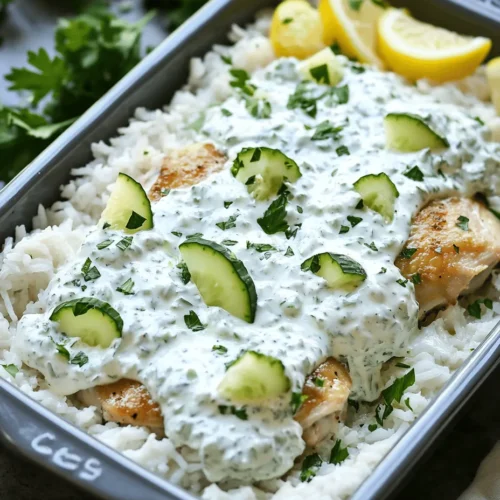 In today’s fast-paced world, finding the perfect balance between convenience and flavor can often feel like an uphill battle, especially when it comes to meal prep. Enter the Dump-and-Bake Chicken Tzatziki with Rice, a delightful fusion of Mediterranean flavors that simplifies weeknight dinners without compromising on taste. This one-pan dish not only saves you time in the kitchen but also allows you to enjoy a vibrant meal that bursts with fresh ingredients and wholesome goodness.