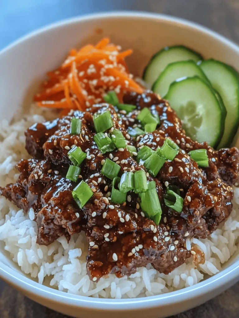 Korean cuisine is renowned for its bold flavors, vibrant colors, and harmonious balance of ingredients. Among its many delightful dishes, the savory Korean ground beef bowl stands out as a quick yet satisfying meal option that embodies the essence of Korean cooking. This dish not only offers a feast for the senses but also reflects the cultural significance of shared meals in Korean society. Often enjoyed as a comforting family dinner or a convenient weeknight meal, the savory Korean ground beef bowl brings together a medley of flavors and textures that are both nourishing and delicious.