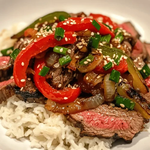 Sizzling Pepper Steak with Onions is a vibrant and flavorful dish that combines tender beef with the crunch of bell peppers and the sweetness of onions. This recipe is not only mouthwatering but also remarkably easy to prepare, making it an ideal choice for busy weeknight dinners. When time is of the essence, it’s essential to have a repertoire of quick and delicious meals ready to go, and this dish fits the bill perfectly.