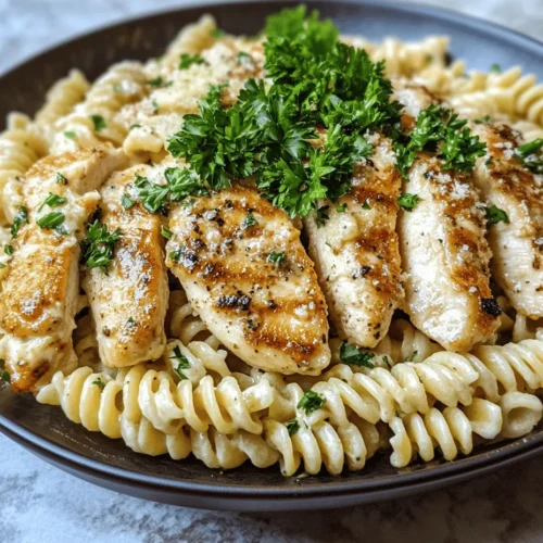 If you're searching for a dish that combines comfort, richness, and simplicity, look no further than Creamy Garlic Butter Chicken & Rotini in Parmesan Sauce. This delightful Italian-inspired recipe captivates the senses with its luscious sauce, perfectly cooked pasta, and tender chicken. Imagine biting into perfectly seared chicken, infused with the robust flavor of garlic and enveloped in a creamy, cheesy sauce that clings to the rotini. Each forkful offers a satisfying blend of textures and tastes that will quickly become a favorite in your household.