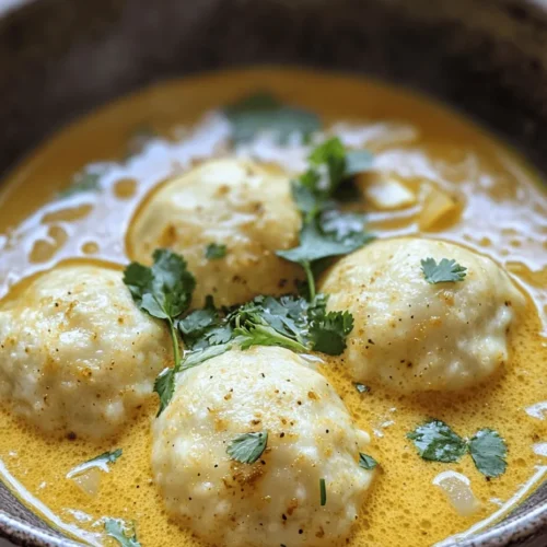 Curry Bliss Dumpling Soup is a perfect embodiment of comfort food, seamlessly marrying rich flavors with heartwarming textures. This dish, inspired by various culinary traditions, brings together the zest of Asian spices and the soothing warmth of a savory broth. Whether you’re looking for a cozy meal on a chilly evening or a delightful dish to impress your guests, this soup is sure to please. The dumplings, tender and filled with flavorful goodness, float in a silky soup that envelops your senses in a nurturing embrace.