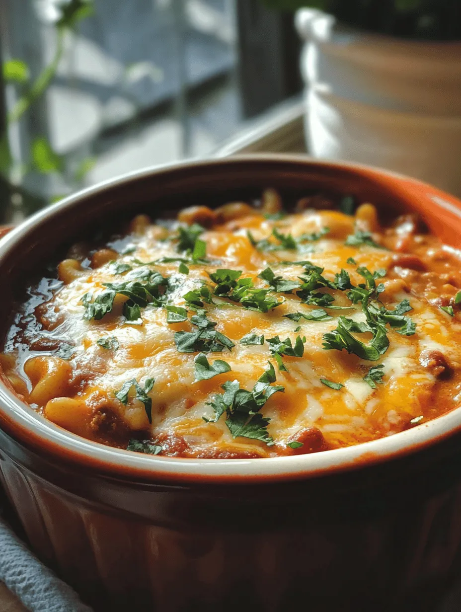 Chili Mac Delight is a dish that beautifully marries the robust flavors of chili with the comforting, familiar textures of macaroni. This hearty recipe is perfect for a cozy family dinner or a lively gathering with friends, making it a versatile option that appeals to all ages. With its combination of ground meat, kidney beans, and a gooey cheese topping, Chili Mac Delight is not only pleasing to the palate but also a nutritious choice packed with protein and fiber.