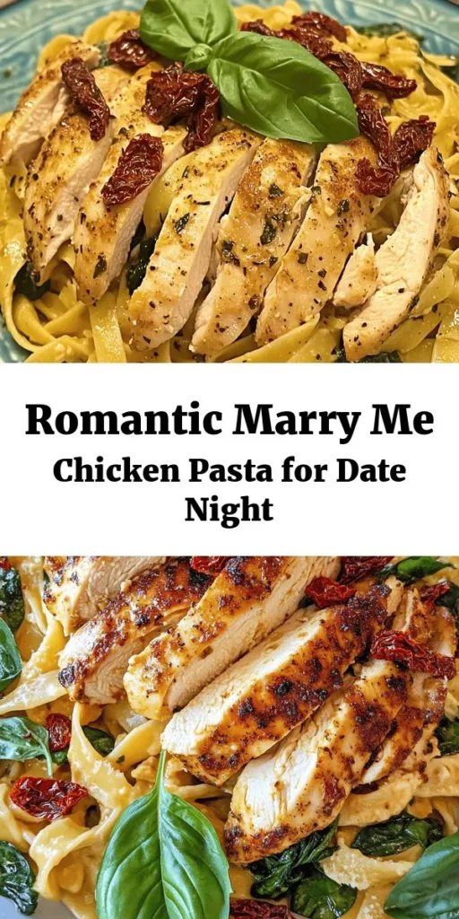 Indulge in the irresistible flavors of Marry Me Chicken Pasta! This creamy, dreamy dish features tender chicken breasts, sun-dried tomatoes, and fresh spinach all tossed with fettuccine in a rich garlic Parmesan sauce. Perfect for a romantic dinner or a cozy night in, it's quick to prepare and utterly delightful. With just 35 minutes from prep to plate, this meal is sure to impress your loved ones. Garnish with fresh basil and enjoy a taste of love!
