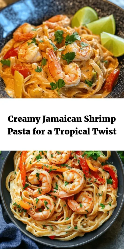 Indulge in the flavors of the Caribbean with this delicious Jamaican Shrimp Pasta! This creamy dish features perfectly cooked fettuccine tossed with juicy shrimp, vibrant bell peppers, and aromatic spices all smothered in a rich coconut milk sauce. Ready in just 30 minutes, it’s perfect for a quick weeknight dinner or impressing guests. Serve it hot, garnished with fresh herbs and lime wedges for a zesty finish. Enjoy this creamy delight any night of the week!
