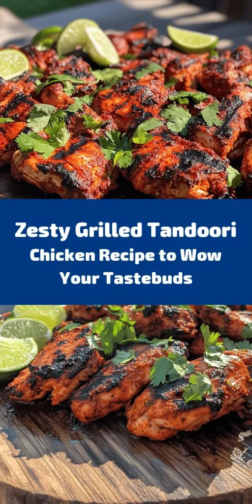Discover the vibrant flavors of India with this Grilled Tandoori Chicken recipe! Marinated in a rich blend of yogurt, tandoori masala, and spices, this dish is perfect for a summer barbecue or a cozy dinner. The marinade infuses the chicken with incredible taste, and grilling adds a delightful smoky char. Serve it garnished with fresh cilantro and lime wedges for a refreshing twist. Easy to make, this dish will impress your guests and become a favorite in your recipe collection!