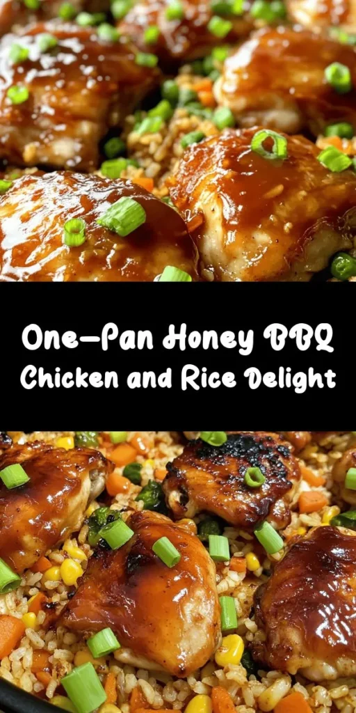 Discover the flavors of this One-Pan Honey BBQ Chicken Rice that's perfect for busy weeknights! With juicy marinated chicken thighs, toasty rice, and colorful veggies, this dish is a delicious and easy meal option for the whole family. Simply marinate the chicken, sear, and let everything simmer together in one pan. You'll love how quickly it comes together and the sweet, tangy BBQ flavor. Try it today for a satisfying dinner!