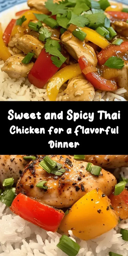 Discover the perfect fusion of flavors with this Sweet and Spicy Thai Chicken recipe! In just 30 minutes, you can whip up tender chicken thighs marinated in a delicious sauce of soy sauce, fish sauce, brown sugar, and a hint of Sriracha. Stir-fry with colorful bell peppers and onions for a vibrant dish that's sure to impress. Serve it over fluffy jasmine rice, topped with fresh green onions and cilantro. Perfect for a quick weeknight dinner!
