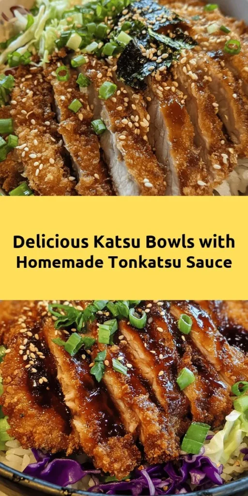 Indulge in the savory goodness of Japanese Katsu Bowls with a homemade tangy tonkatsu sauce! This easy recipe features crispy breaded pork loin chops, served over a bed of fluffy short-grain rice and topped with fresh cabbage, green onions, and toasted sesame seeds. Perfect for a quick weeknight dinner or a fun cooking project, these bowls are both satisfying and flavorful. Don't forget to add nori and pickled ginger for that authentic touch! Enjoy!