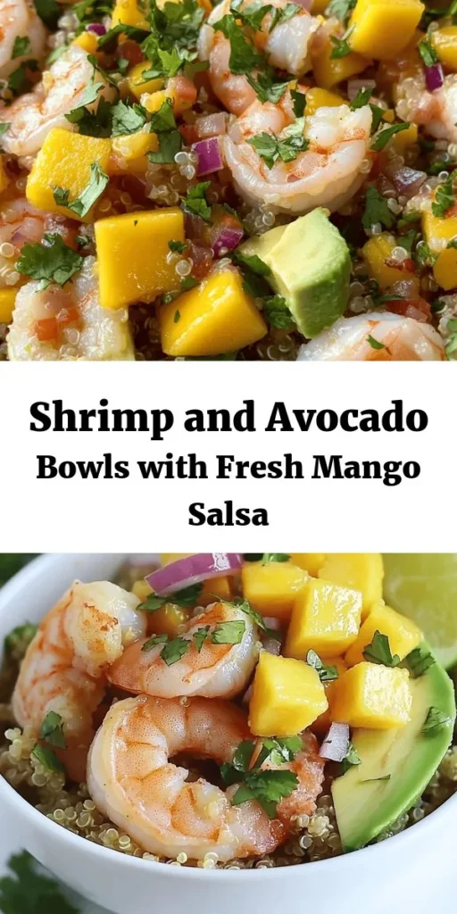 Dive into these vibrant Shrimp and Avocado Bowls topped with refreshing Mango Salsa and zesty Lime-Chili Sauce! Perfect for a quick meal, this dish combines succulent shrimp, creamy avocados, and a burst of tropical flavors. With quinoa or brown rice as the base, each bowl is not only delicious but also nutritious. Easy to prepare in just 30 minutes, it’s a fantastic option for a healthy lunch or dinner. Serve and enjoy a taste of the tropics!