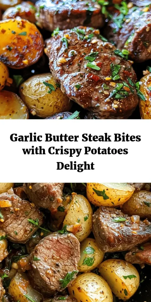 Elevate your dinner with these Sizzling Garlic Butter Steak Bites & Potatoes! This mouthwatering recipe features tender sirloin cubes and perfectly cooked baby potatoes, all tossed in a rich garlic butter sauce infused with rosemary and smoked paprika. Ready in just 30 minutes, it's a quick yet impressive dish perfect for weeknight dinners or special occasions. Garnish with fresh parsley for that extra touch! Enjoy a flavorful meal that's sure to please everyone at the table.